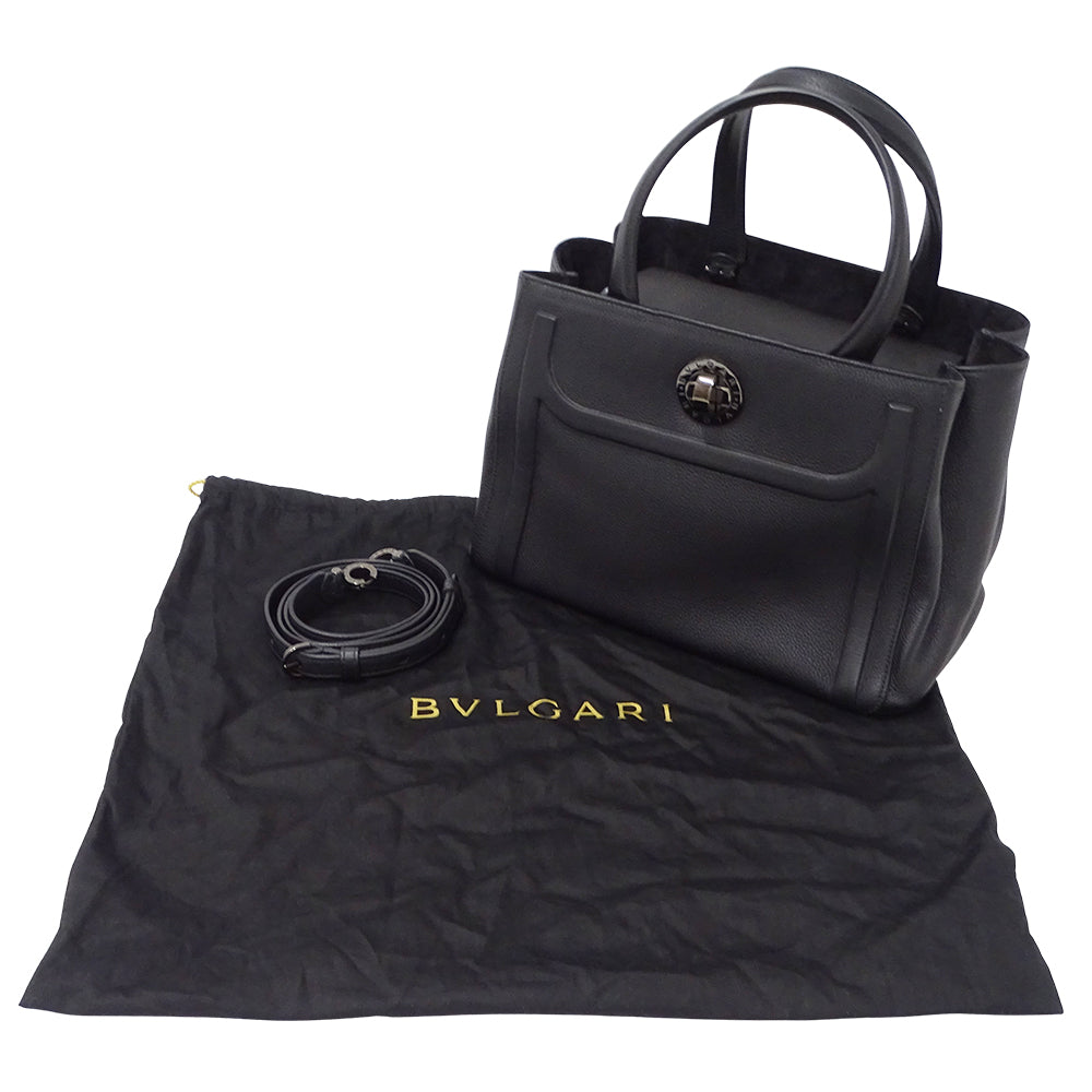 BVLGARI ブルガリ ハンドバッグ ショルダーバッグ 2way ブラック レザー レディース 【中古】