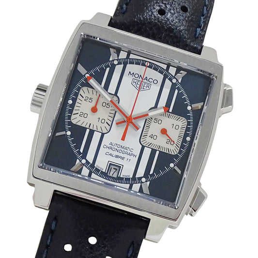 TAG Heuer タグホイヤー モナコ CAW211D FC6300 メンズ 腕時計 クロノグラフ スティーブ マックィーン 自動巻き SS レザー 磨き済み【中古】