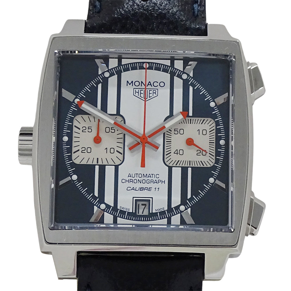 TAG Heuer タグホイヤー モナコ CAW211D FC6300 メンズ 腕時計 クロノグラフ スティーブ マックィーン 自動巻き SS レザー 磨き済み【中古】