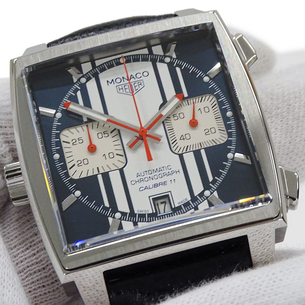 TAG Heuer タグホイヤー モナコ CAW211D FC6300 メンズ 腕時計 クロノグラフ スティーブ マックィーン 自動巻き SS レザー 磨き済み【中古】