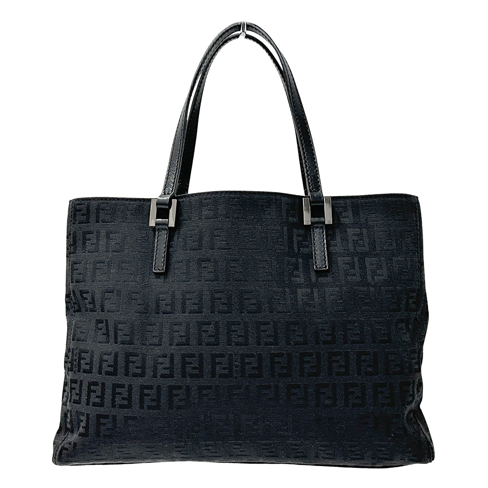 FENDI フェンディ トートバッグ ズッキーノ ブラック 8BH072 キャンバス レディース 【中古】