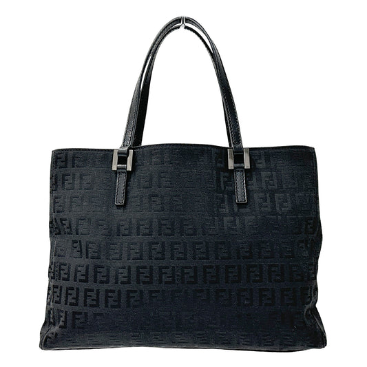 FENDI フェンディ トートバッグ ズッキーノ ブラック 8BH072 キャンバス レディース 【中古】