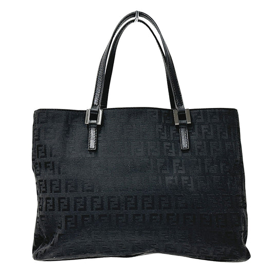 FENDI フェンディ トートバッグ ズッキーノ ブラック 8BH072 キャンバス レディース 【中古】