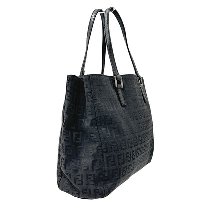 FENDI フェンディ トートバッグ ズッキーノ ブラック 8BH072 キャンバス レディース 【中古】