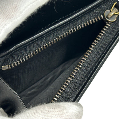 GUCCI グッチ 二つ折り財布 プチマーモント ブラック ゴールド金具 466492 レザー レディース メンズ 【中古】