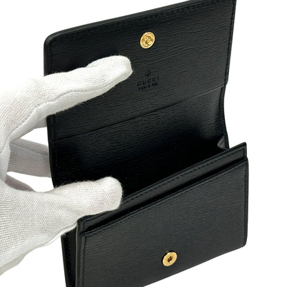 GUCCI グッチ カードケース ブラック ゴールド金具 790101 レザー レディース メンズ 【中古】