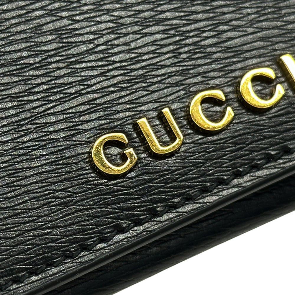 GUCCI グッチ カードケース ブラック ゴールド金具 790101 レザー レディース メンズ 【中古】