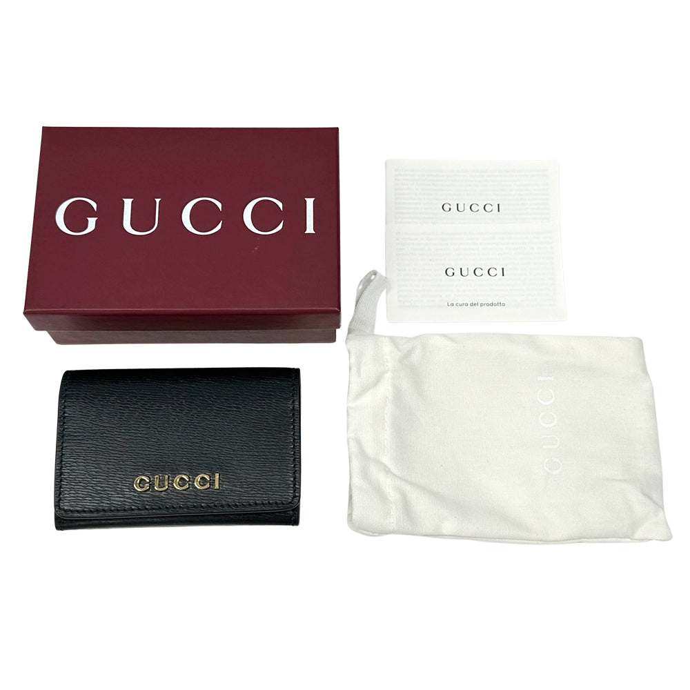GUCCI グッチ カードケース ブラック ゴールド金具 790101 レザー レディース メンズ 【中古】