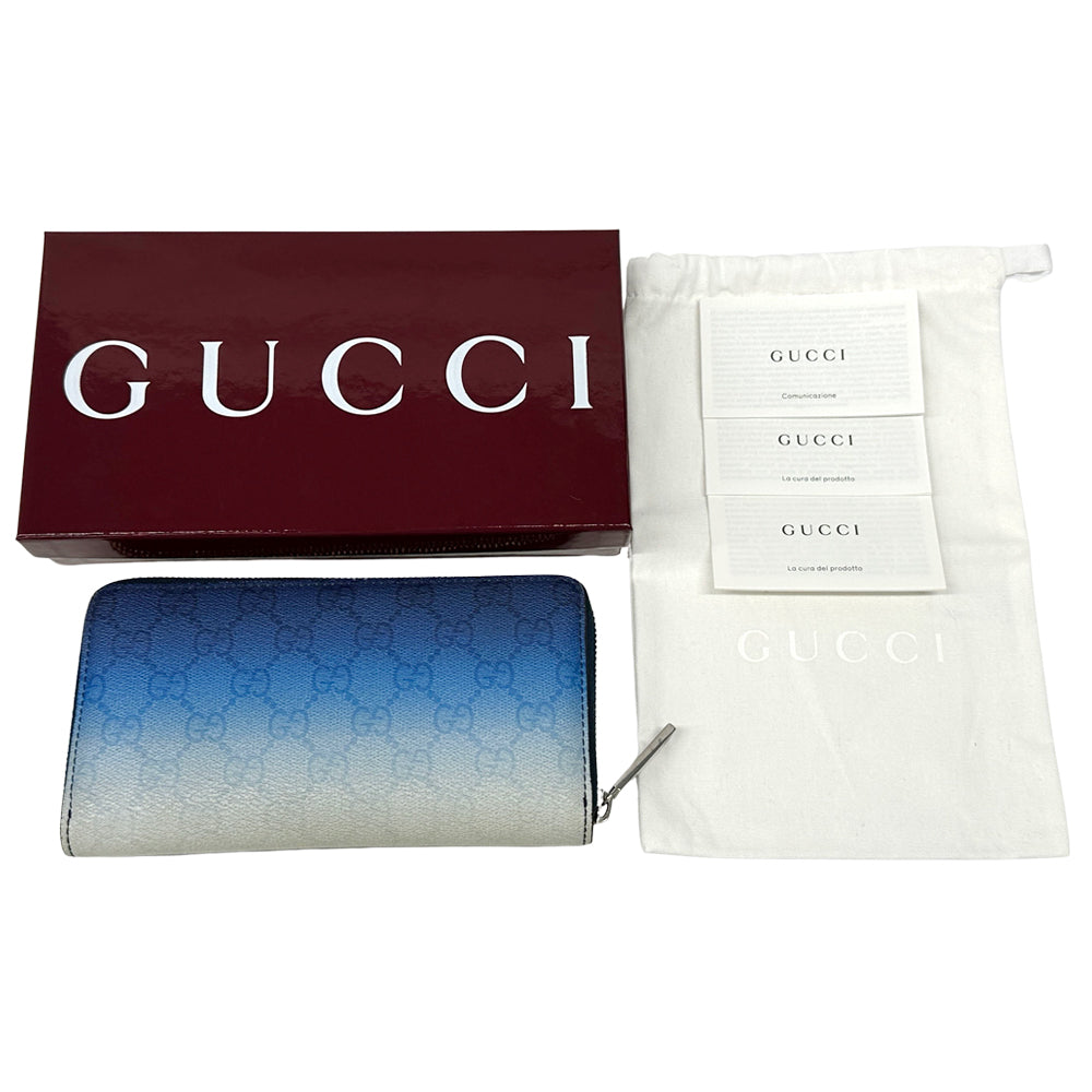 GUCCI グッチ 長財布 クロマ ブルー ホワイト 835706 PVC メンズ 【中古】