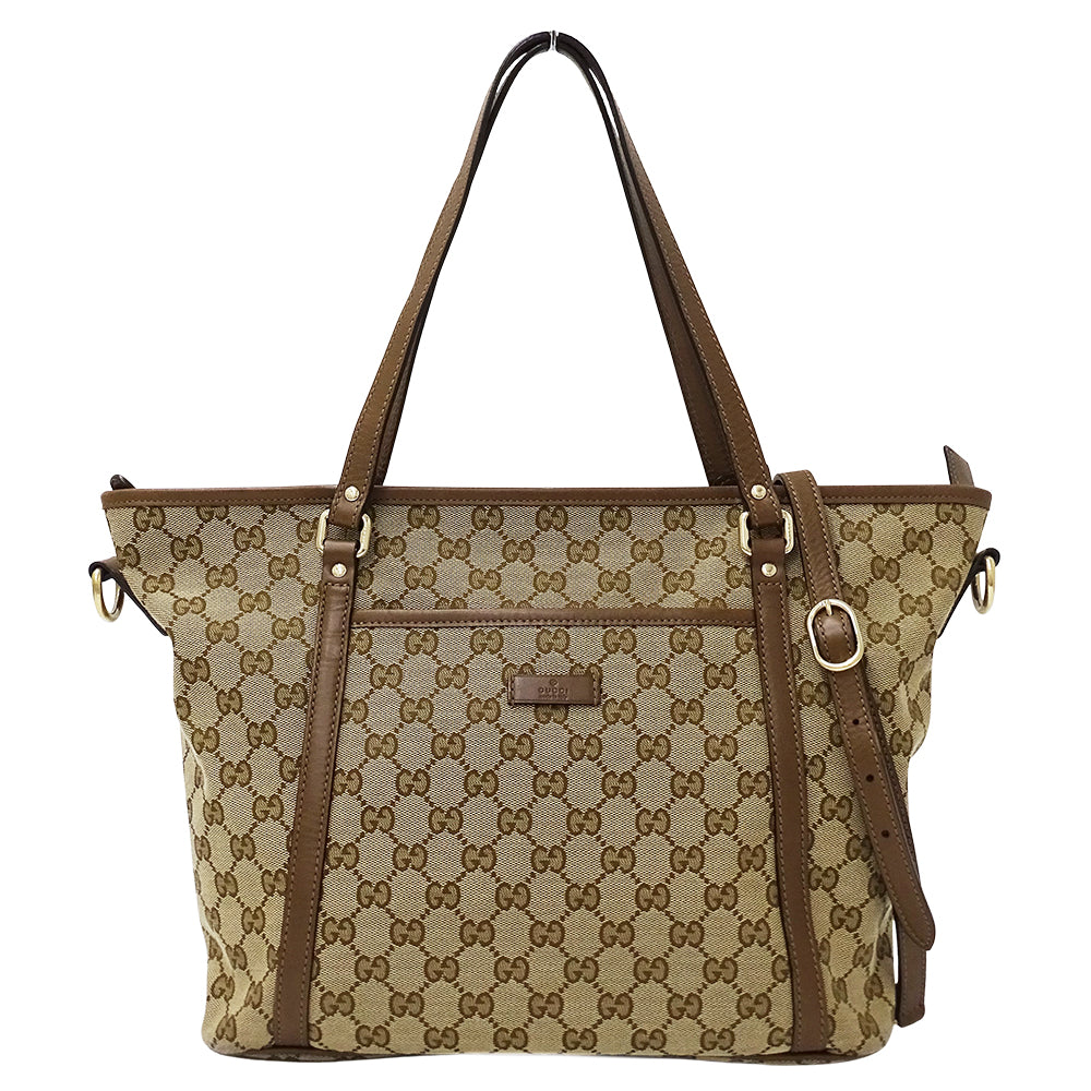GUCCI グッチ トートバッグ 2way ベージュ ブラウン 388929 GGキャンバス レディース 【中古】