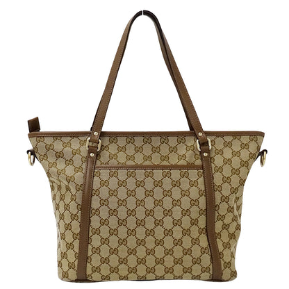 GUCCI グッチ トートバッグ 2way ベージュ ブラウン 388929 GGキャンバス レディース 【中古】