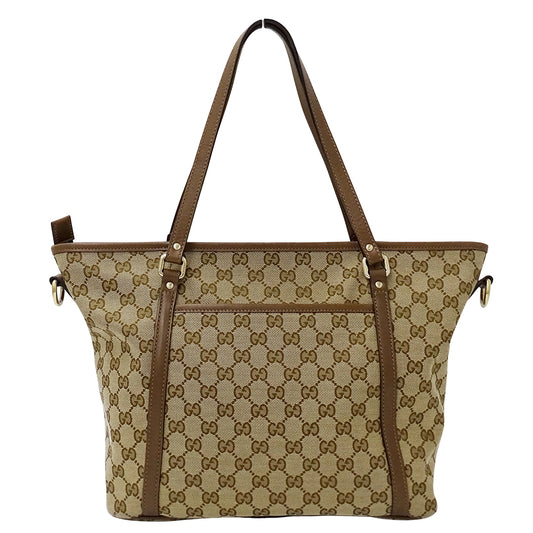 GUCCI グッチ トートバッグ 2way ベージュ ブラウン 388929 GGキャンバス レディース 【中古】