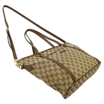 GUCCI グッチ トートバッグ 2way ベージュ ブラウン 388929 GGキャンバス レディース 【中古】
