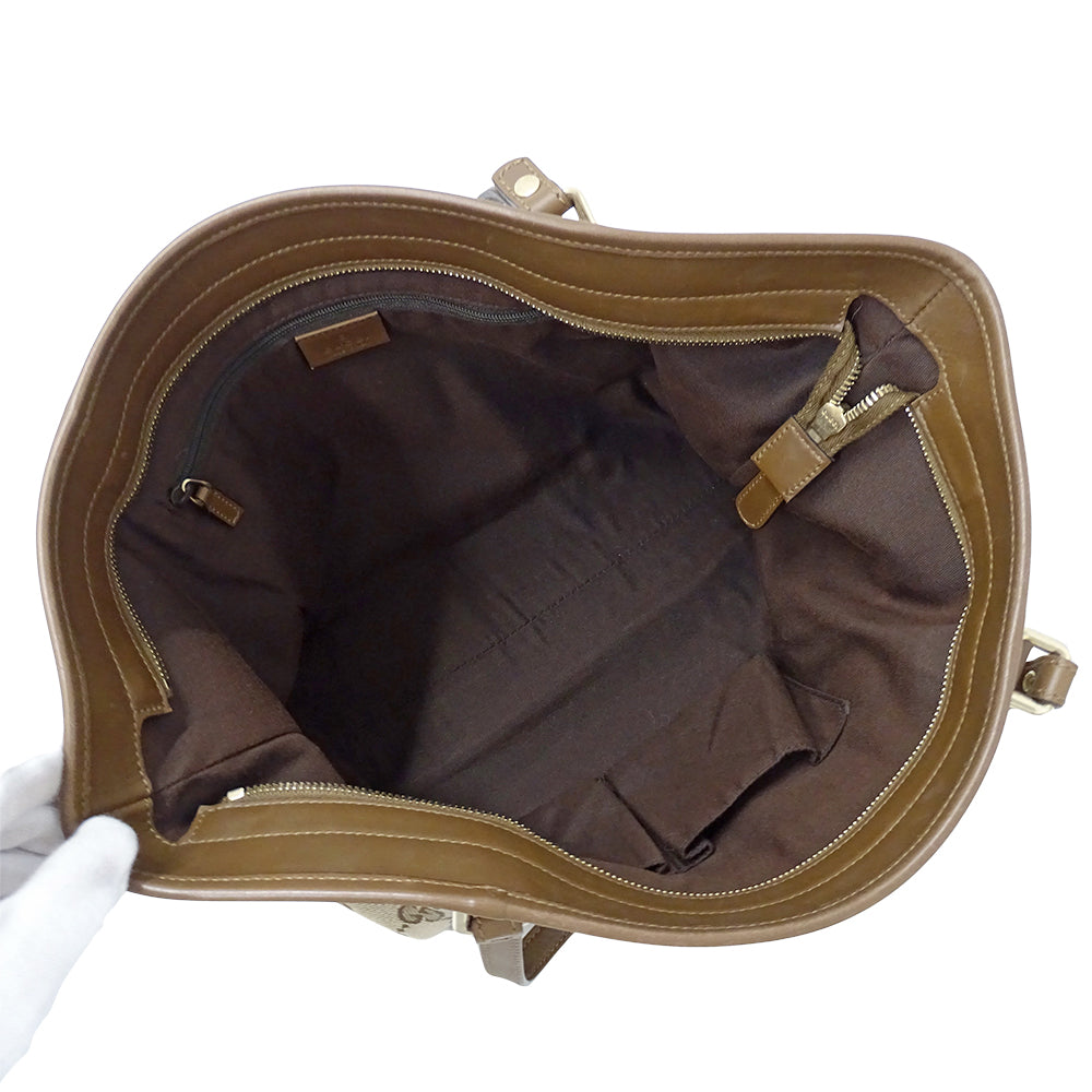 GUCCI グッチ トートバッグ 2way ベージュ ブラウン 388929 GGキャンバス レディース 【中古】