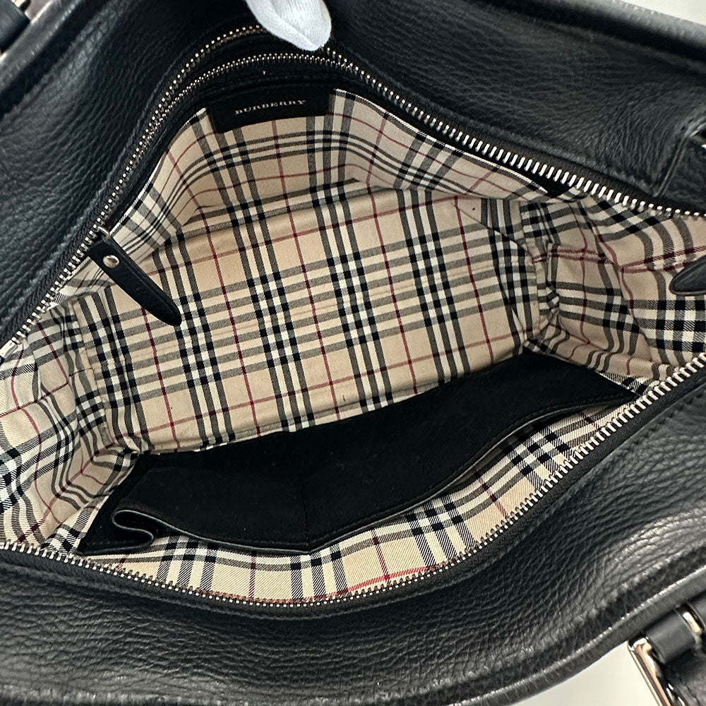 BURBERRY バーバリー ハンドバッグ ブラック レザー レディース 【中古】