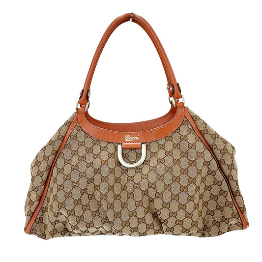 GUCCI グッチ ショルダーバッグ アビー ベージュ オレンジ 189835 GGキャンバス レディース 【中古】