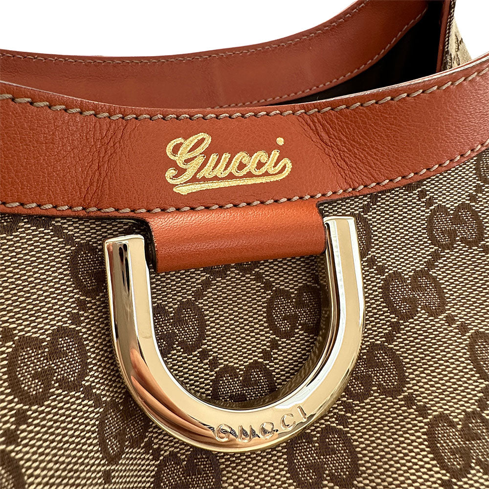 GUCCI グッチ ショルダーバッグ アビー ベージュ オレンジ 189835 GGキャンバス レディース 【中古】