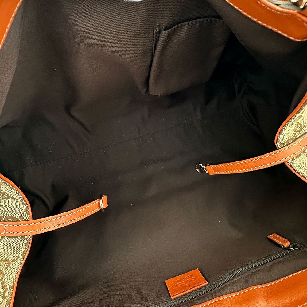 GUCCI グッチ ショルダーバッグ アビー ベージュ オレンジ 189835 GGキャンバス レディース 【中古】