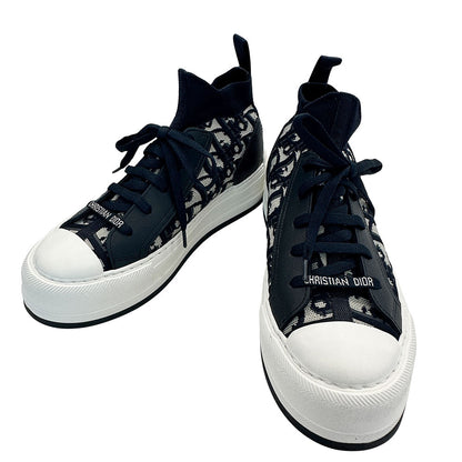 Dior ディオール ウォーキンディオール オブリーク スニーカー ネイビー×ホワイト コットン レディース 【中古】