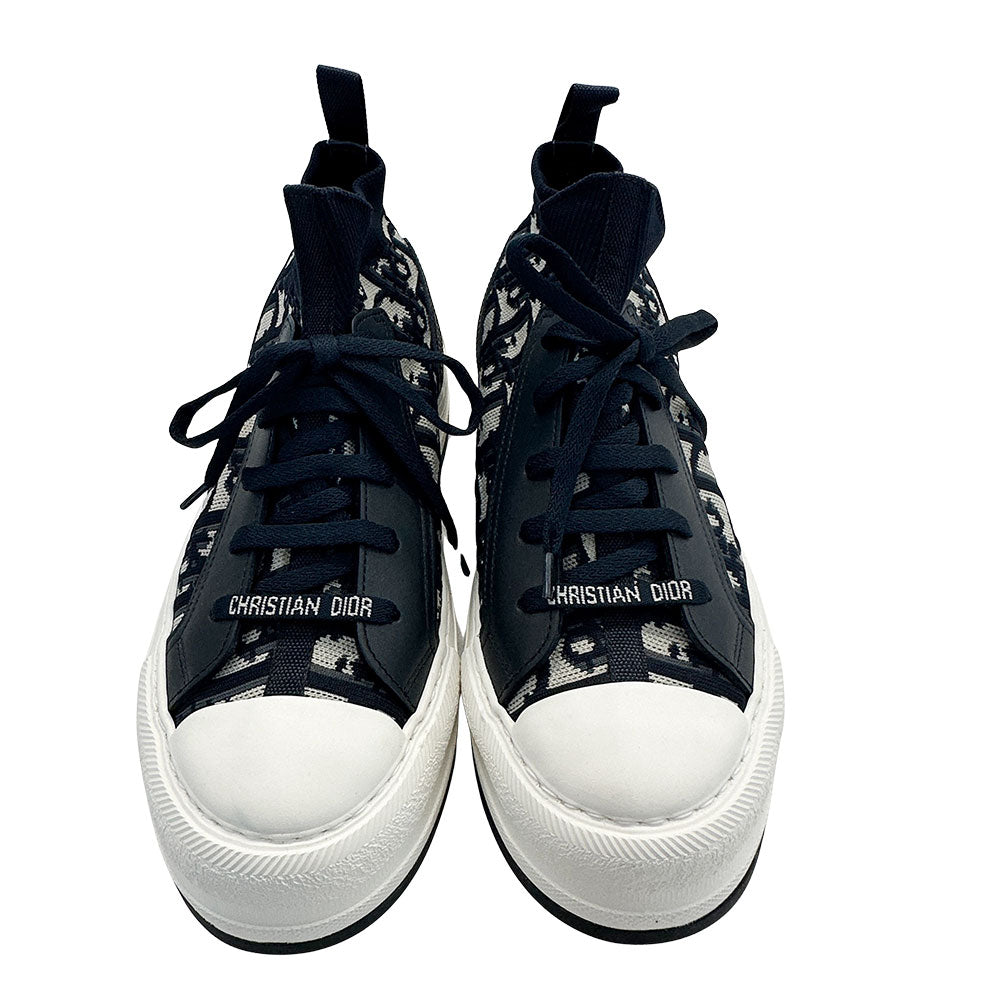 Dior ディオール ウォーキンディオール オブリーク スニーカー ネイビー×ホワイト コットン レディース 【中古】