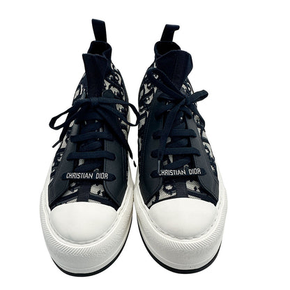 Dior ディオール ウォーキンディオール オブリーク スニーカー ネイビー×ホワイト コットン レディース 【中古】