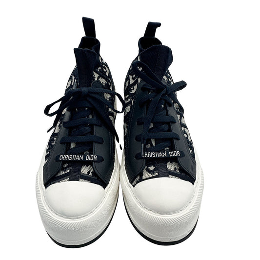 Dior ディオール ウォーキンディオール オブリーク スニーカー ネイビー×ホワイト コットン レディース 【中古】