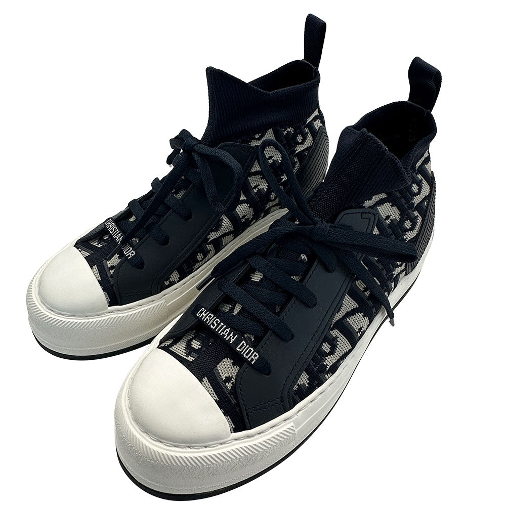 Dior ディオール ウォーキンディオール オブリーク スニーカー ネイビー×ホワイト コットン レディース 【中古】