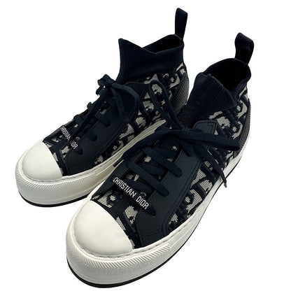 Dior ディオール ウォーキンディオール オブリーク スニーカー ネイビー×ホワイト コットン レディース 【中古】