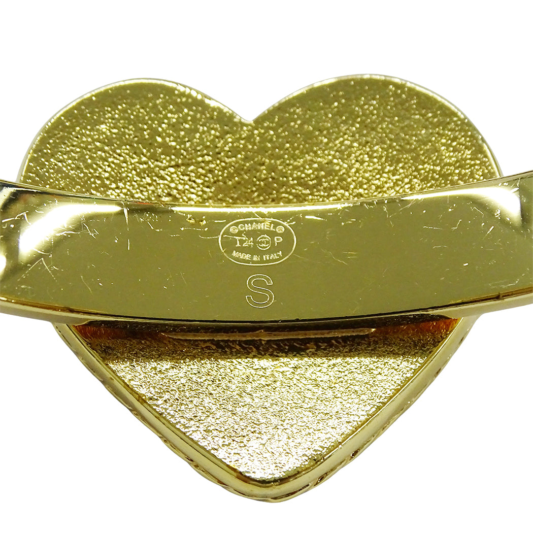 CHANEL シャネル バングル ブレスレット ココマーク ハート GP ゴールド ブルー S サイズ レディース アクセサリー【中古】