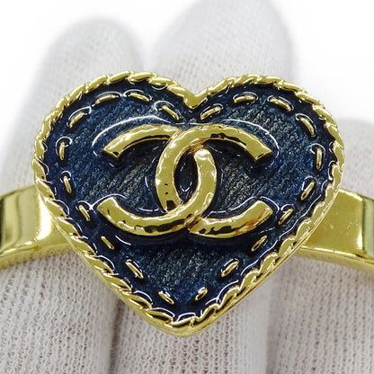 CHANEL シャネル バングル ブレスレット ココマーク ハート GP ゴールド ブルー S サイズ レディース アクセサリー【中古】