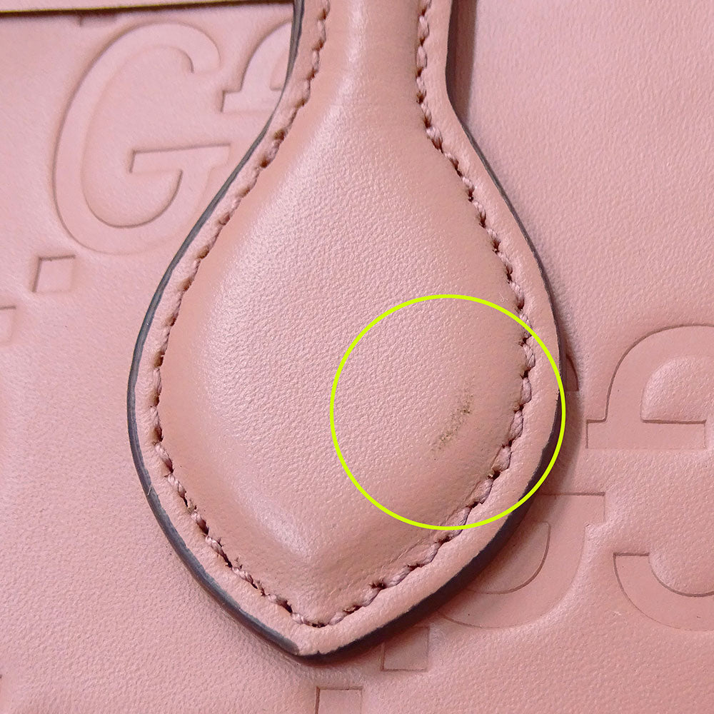 GUCCI グッチ スーパーミニバッグ 2wayバッグ シマ ピンク 790133 シマレザー レディース 【中古】