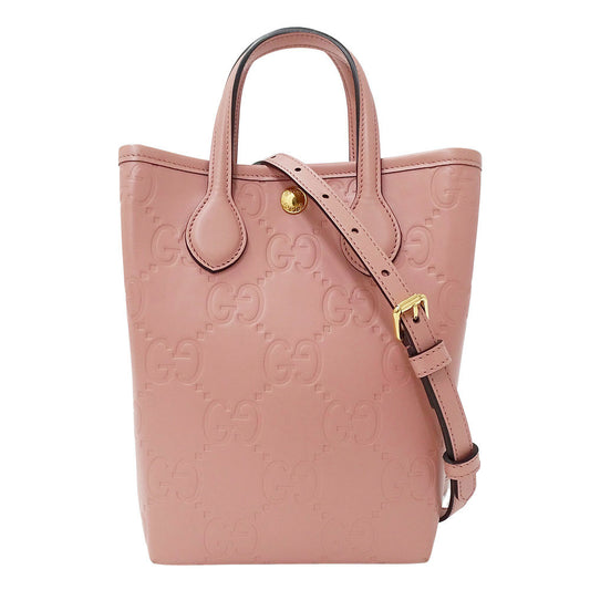 GUCCI グッチ スーパーミニバッグ 2wayバッグ シマ ピンク 790133 シマレザー レディース 【中古】