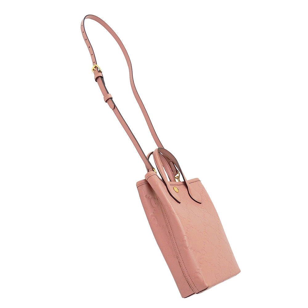 GUCCI グッチ スーパーミニバッグ 2wayバッグ シマ ピンク 790133 シマレザー レディース 【中古】