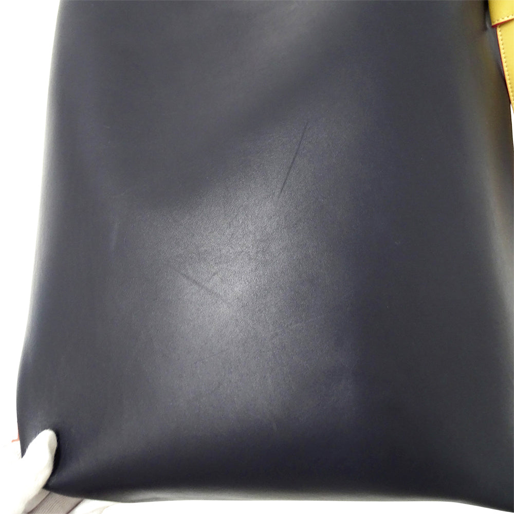 CELINE セリーヌ カバ トートバッグ ショルダーバッグ ネイビー オレンジ レザー レディース 【中古】