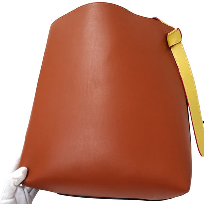 CELINE セリーヌ カバ トートバッグ ショルダーバッグ ネイビー オレンジ レザー レディース 【中古】