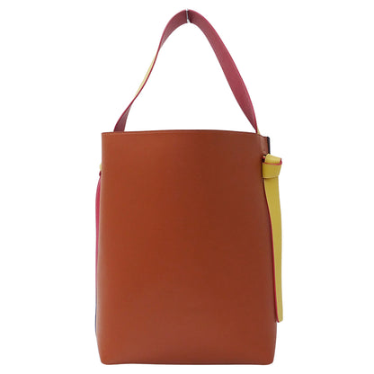 CELINE セリーヌ カバ トートバッグ ショルダーバッグ ネイビー オレンジ レザー レディース 【中古】