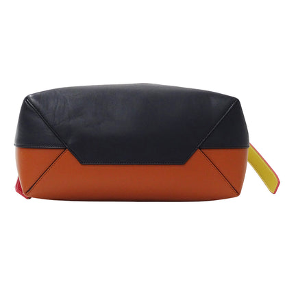CELINE セリーヌ カバ トートバッグ ショルダーバッグ ネイビー オレンジ レザー レディース 【中古】
