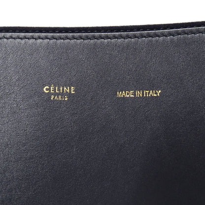 CELINE セリーヌ カバ トートバッグ ショルダーバッグ ネイビー オレンジ レザー レディース 【中古】