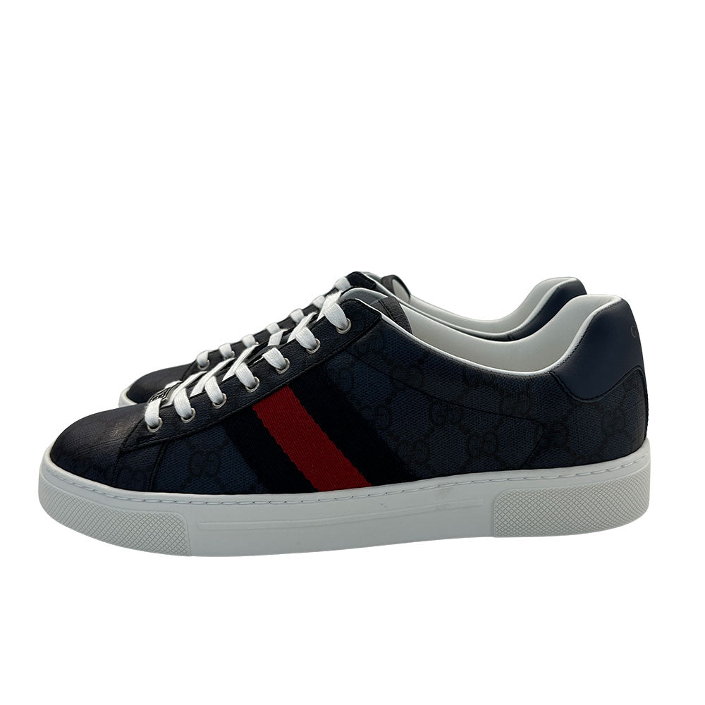 GUCCI グッチ エース GGスプリーム スニーカー ブルー レザー メンズ 【中古】