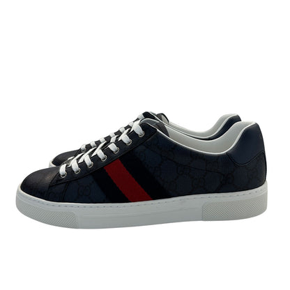 GUCCI グッチ エース GGスプリーム スニーカー ブルー レザー メンズ 【中古】