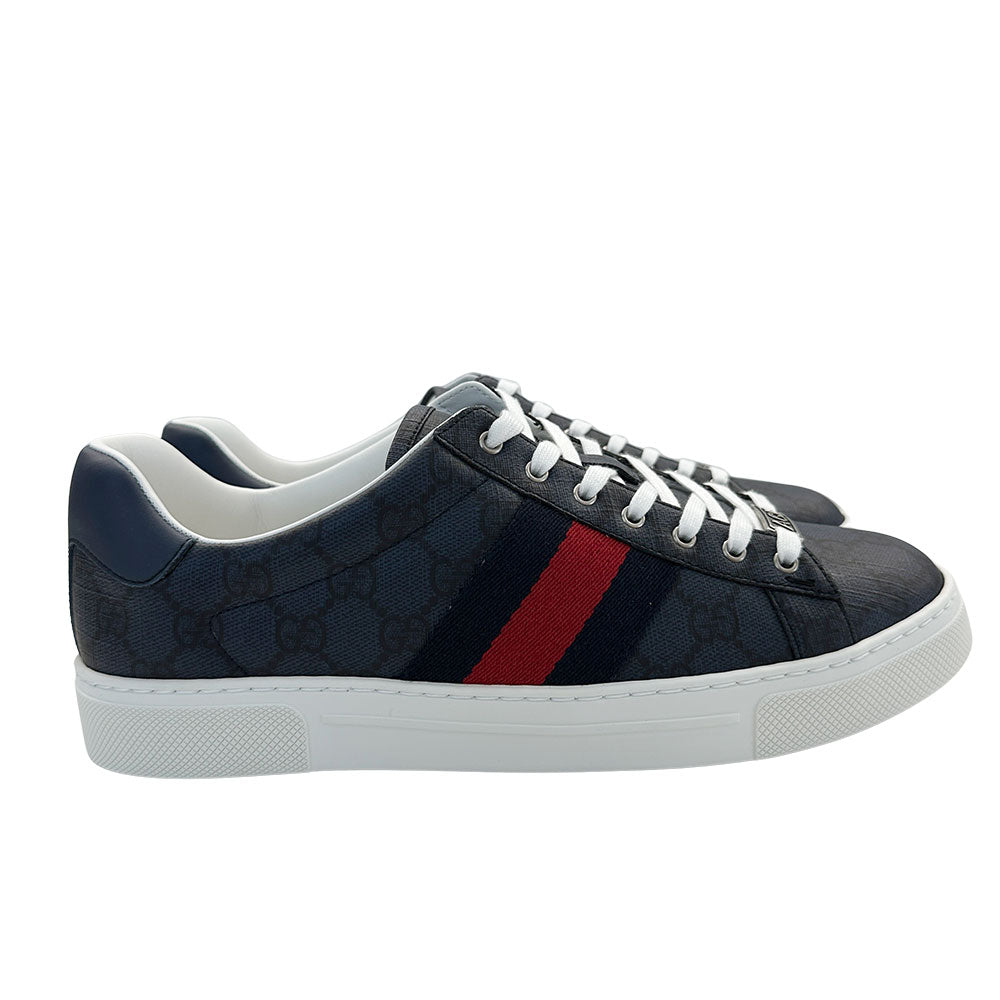 GUCCI グッチ エース GGスプリーム スニーカー ブルー レザー メンズ 【中古】