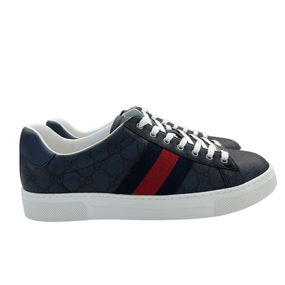 GUCCI グッチ エース GGスプリーム スニーカー ブルー レザー メンズ 【中古】