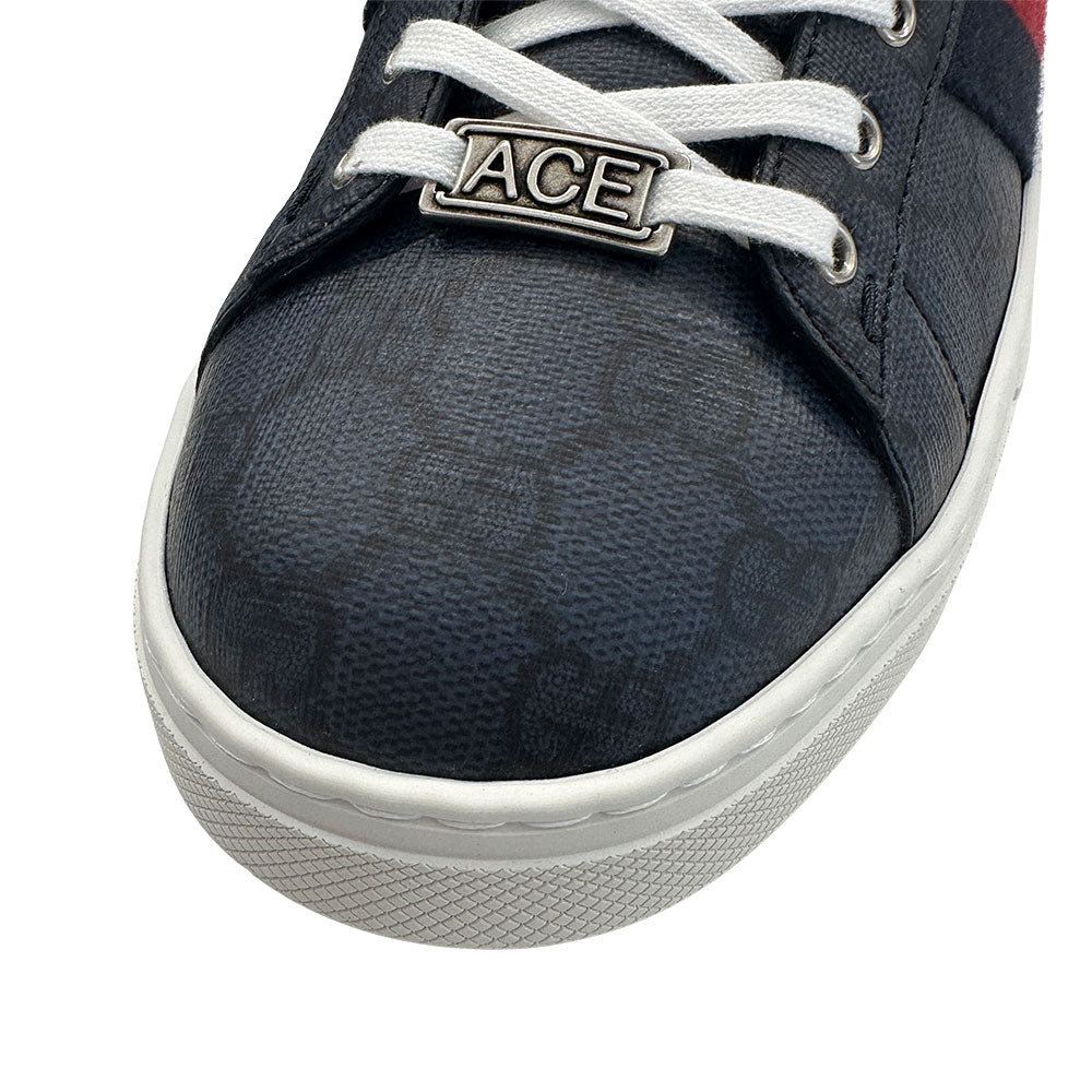 GUCCI グッチ エース GGスプリーム スニーカー ブルー レザー メンズ 【中古】