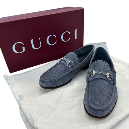 GUCCI グッチ シマ ローファー ローファー ホースビット ブルー レザー メンズ 【中古】