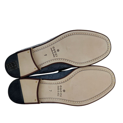 GUCCI グッチ シマ ローファー ローファー ホースビット ブルー レザー メンズ 【中古】