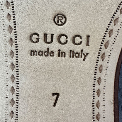 GUCCI グッチ シマ ローファー ローファー ホースビット ブルー レザー メンズ 【中古】