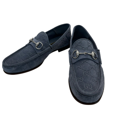 GUCCI グッチ シマ ローファー ローファー ホースビット ブルー レザー メンズ 【中古】