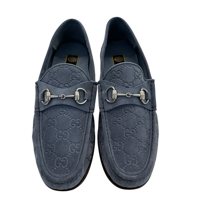GUCCI グッチ シマ ローファー ローファー ホースビット ブルー レザー メンズ 【中古】