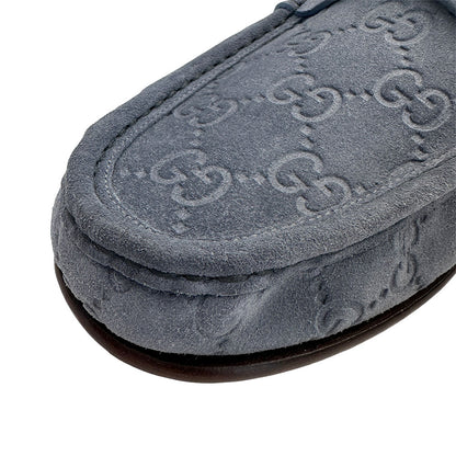 GUCCI グッチ シマ ローファー ローファー ホースビット ブルー レザー メンズ 【中古】