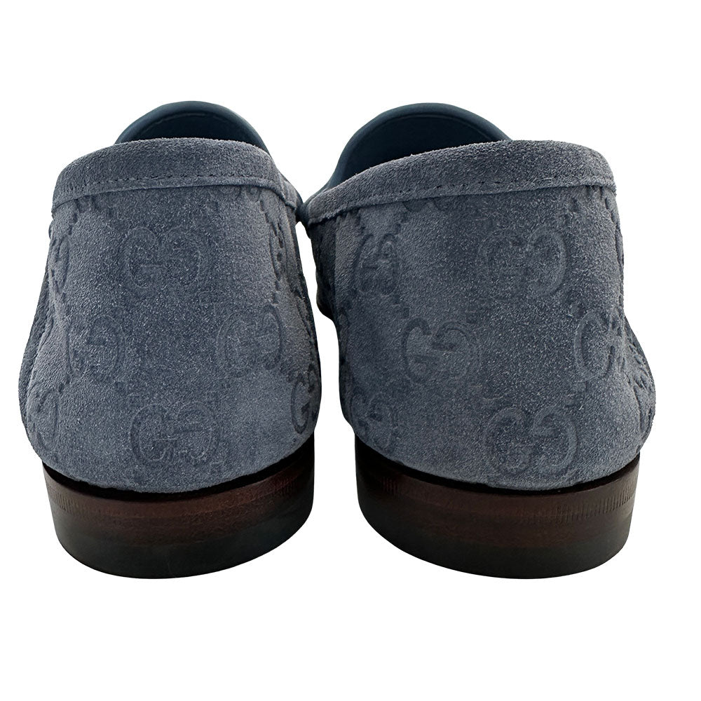 GUCCI グッチ シマ ローファー ローファー ホースビット ブルー レザー メンズ 【中古】